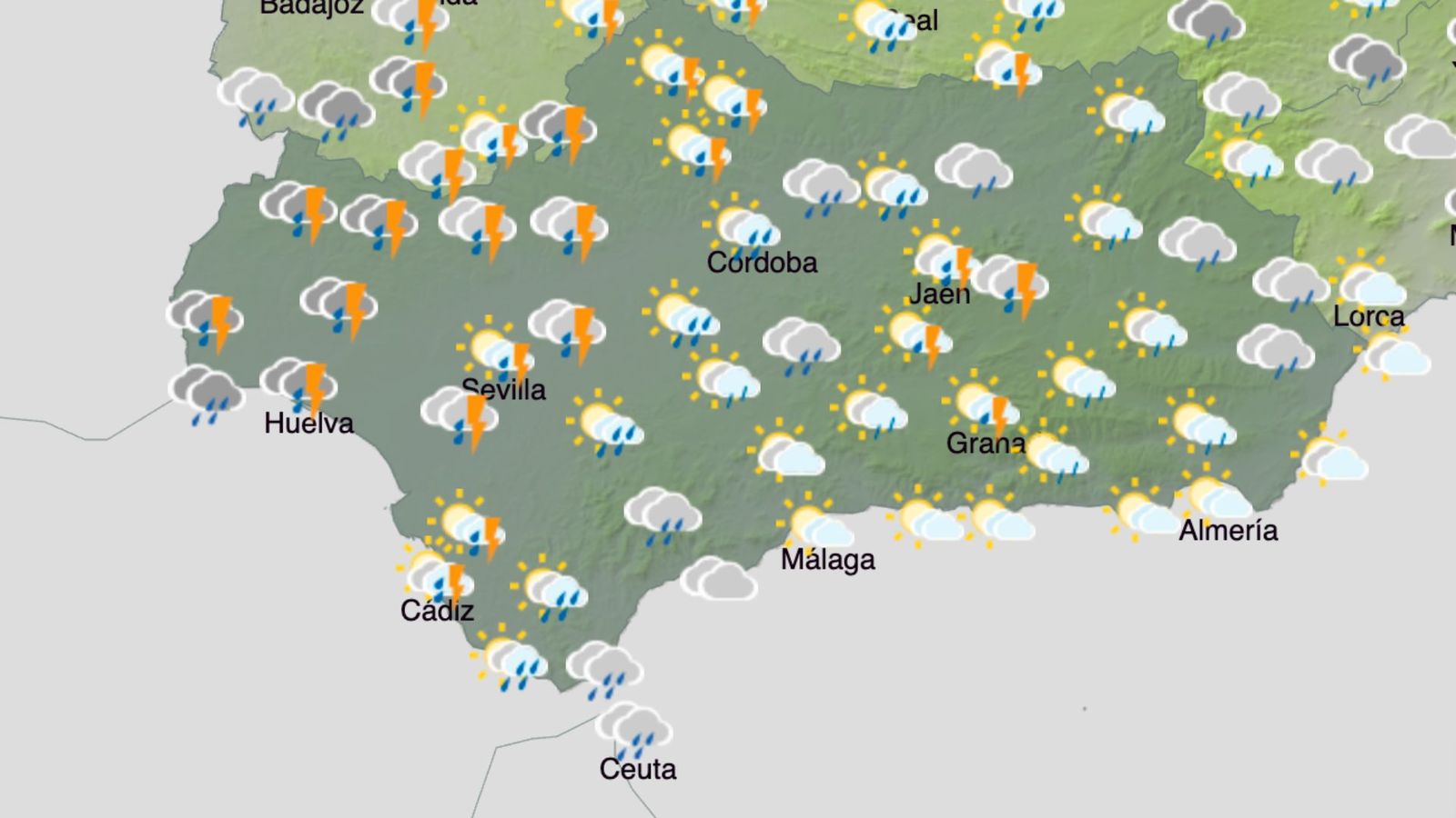 Previsión de lluvia para el lunes 2 de marzo