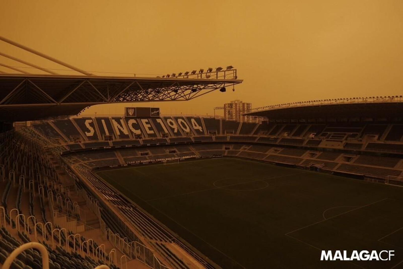 Imagen del estadio de La Rosaleda ayer.