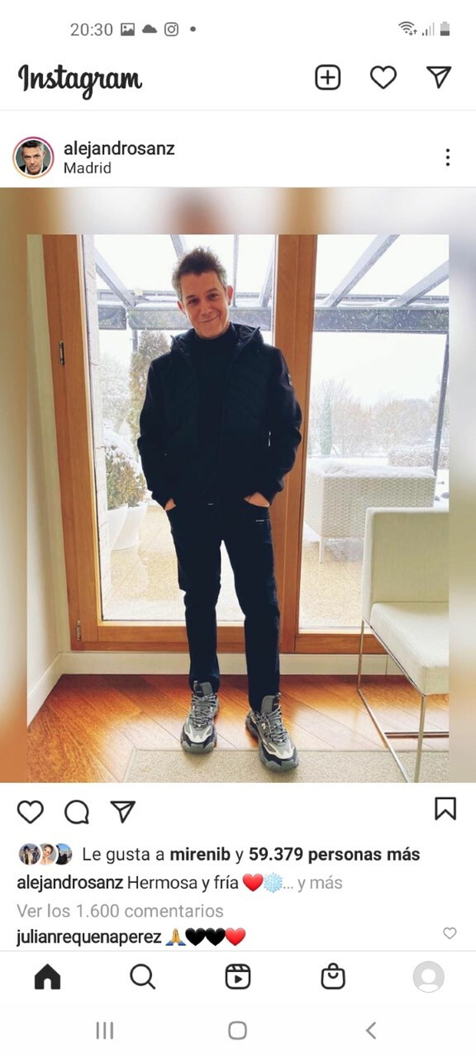 Alejandro Sanz, resignado en casa