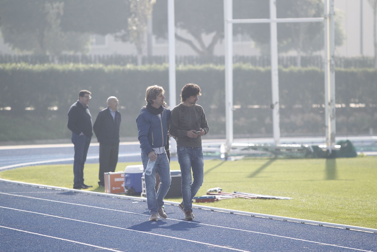 Jorge Díaz, delegado, e Ibán Andrés, secretario técnico, en uno de los últimos entrenamientos.