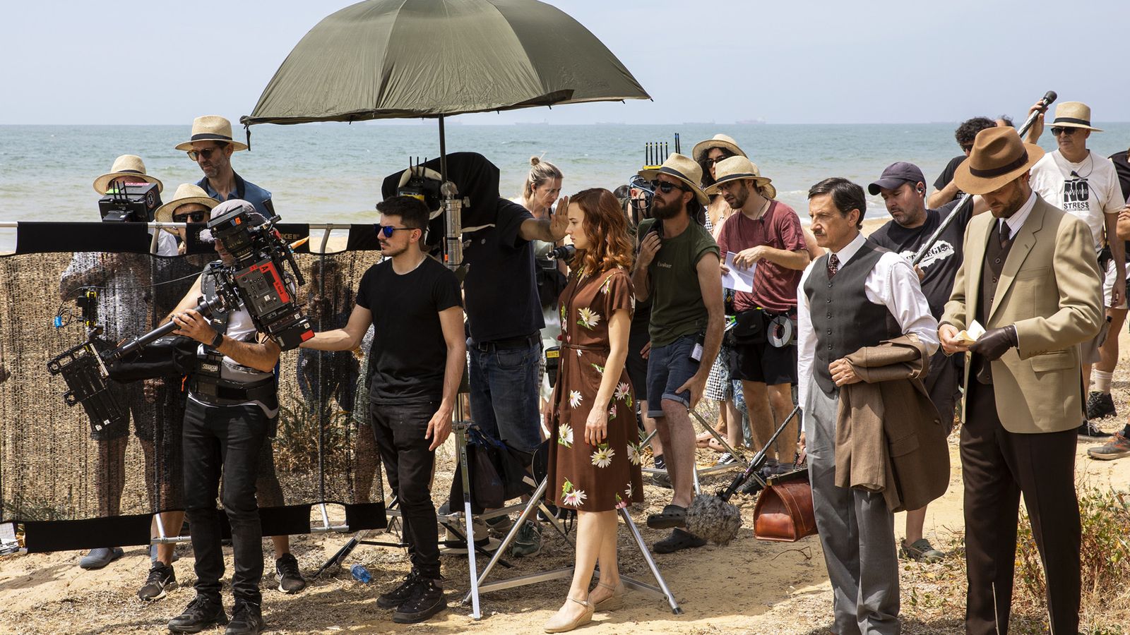 Durante el rodaje de una escena en Huelva