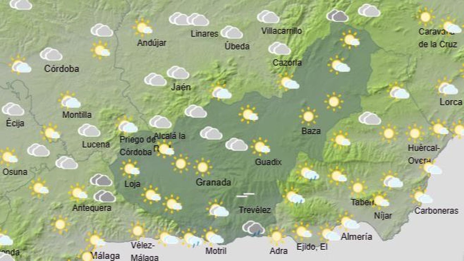 El Tiempo en Granada el 25 de diciembre de 2025