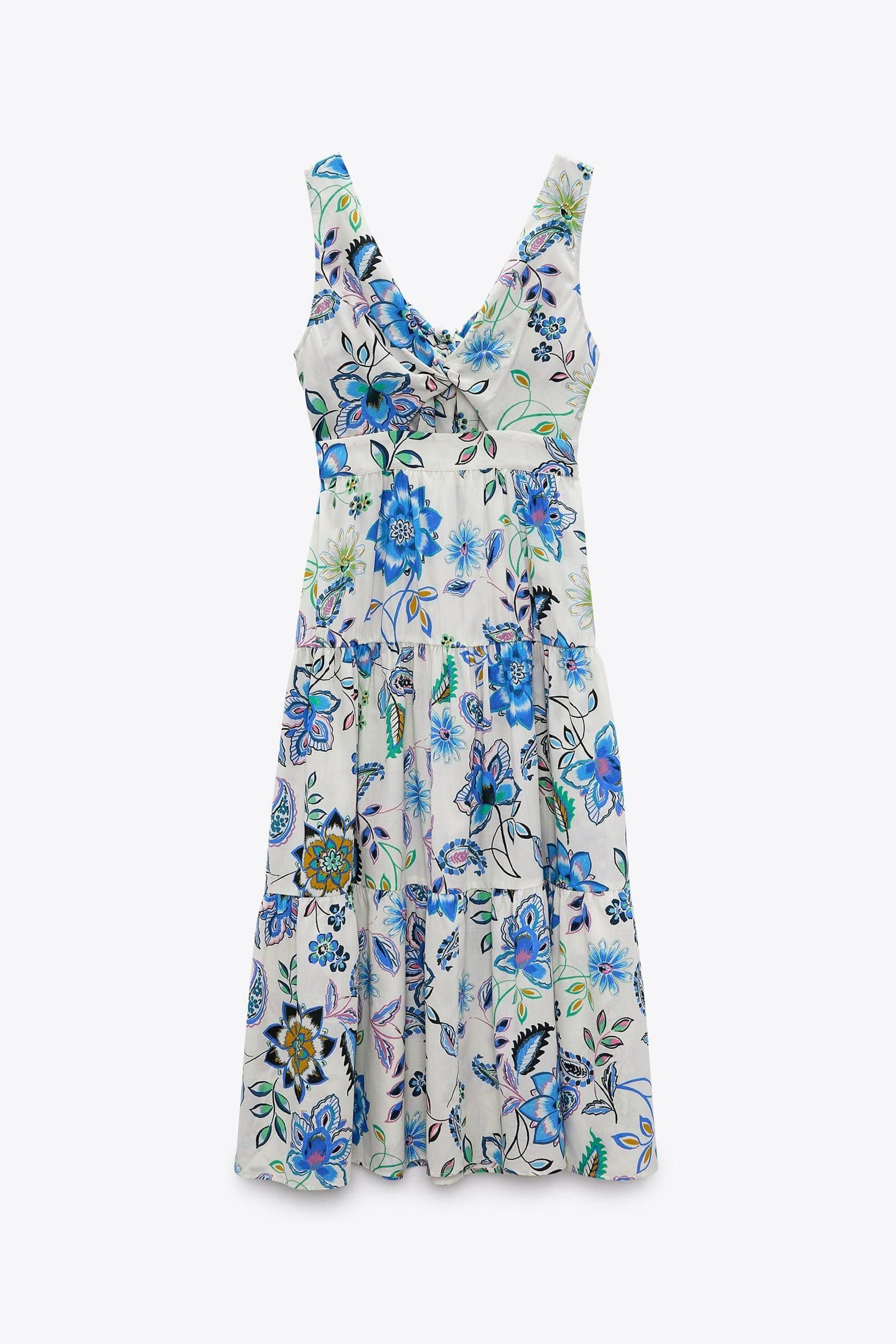 Vestido boho de flores de Zara.