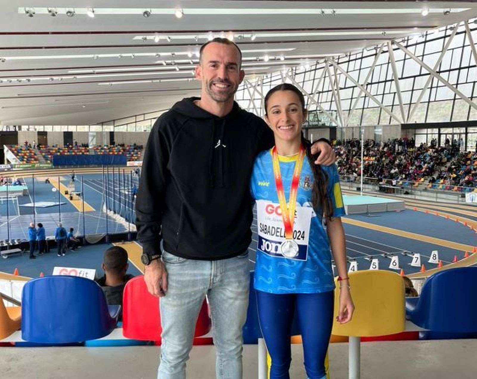 La algecireña Marina Delgado y su entrenador, Saúl Sáez.