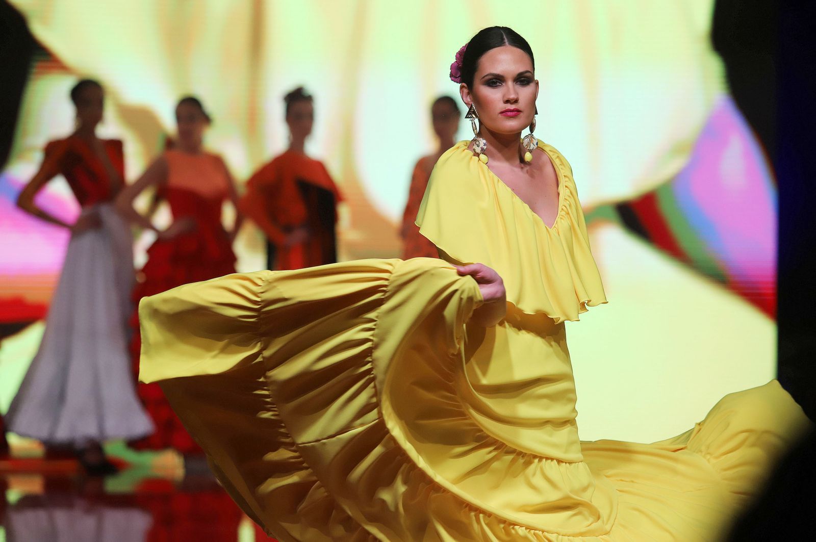 Huelva Flamenca 2023. Imágenes de la pasarela de moda flamenca de la modista Adelina Infante