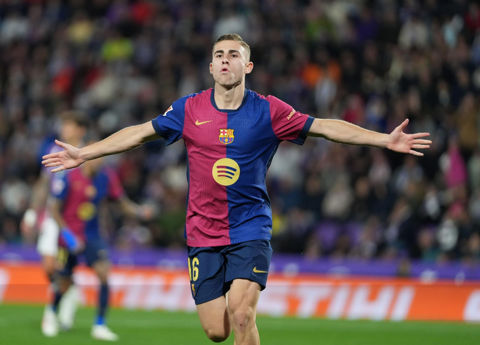 Fermín celebra su gol, a la postre decisivo para la victoria del Barcelona.