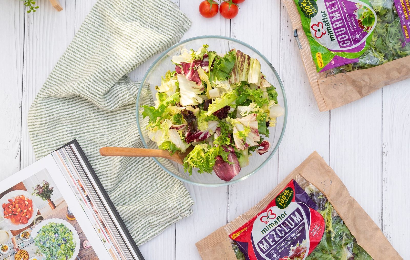Bolsas compostables y biodegradables en las ensaladas Mezclum y Gourmet de Mimaflor