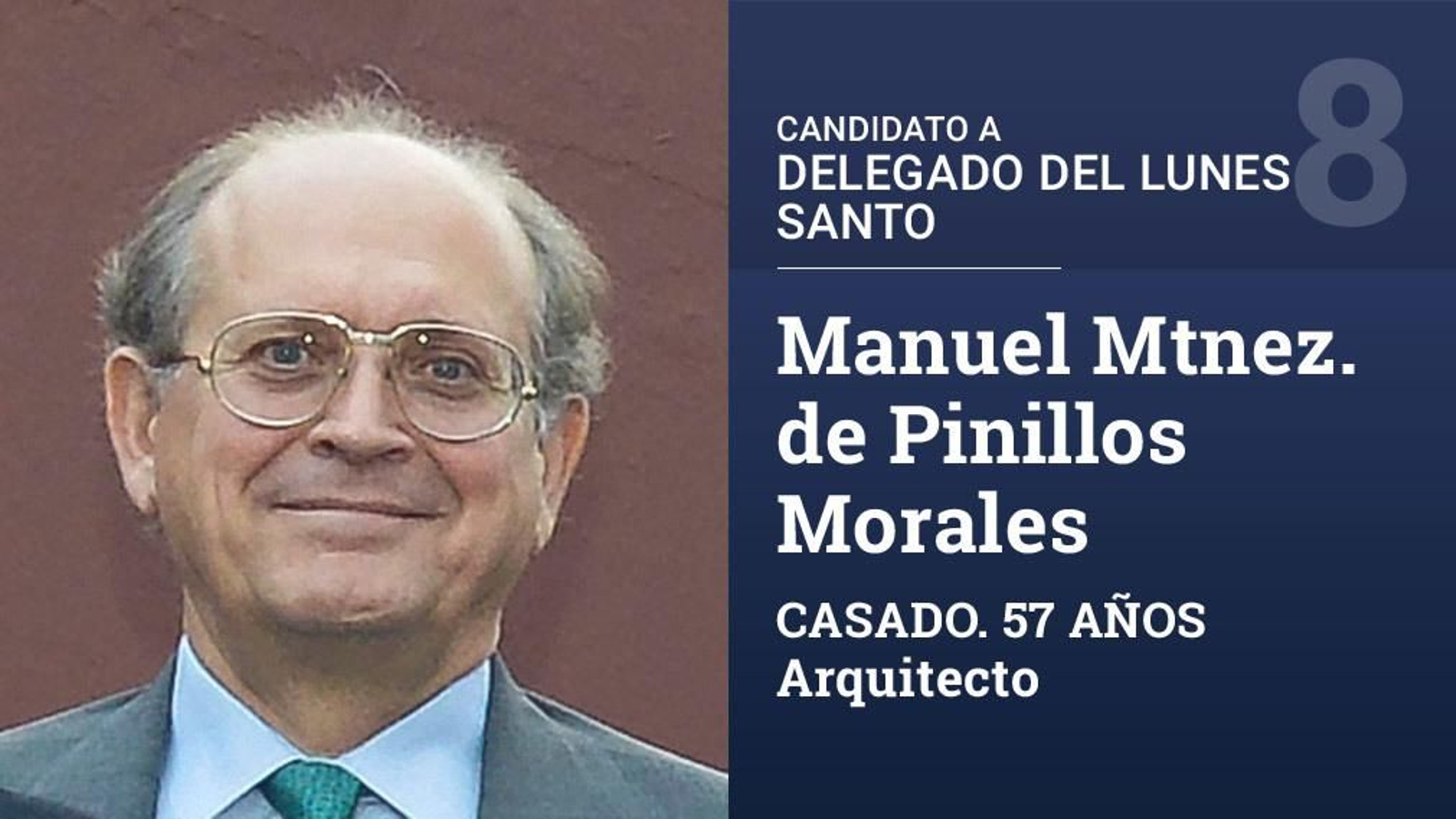 Realiza su desarrollo profesional simultaneando el ejercicio en la Administración Pública y en su estudio particular. Es diputado de cultos en la Hermandad del Amor.