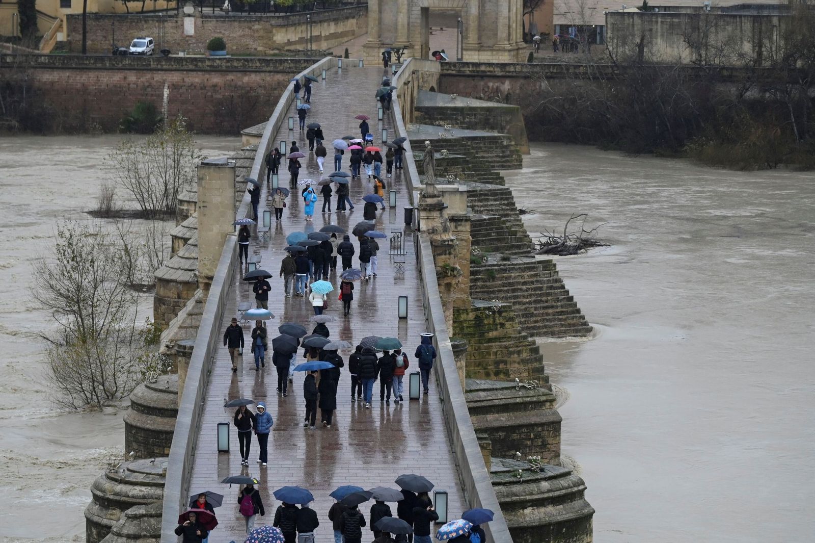 Las impactantes imágenes de la crecida del río Guadalquivir a su paso por Córdoba