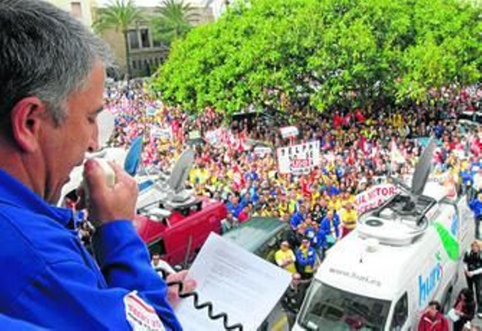 El líder sindical de la lucha contra el cierre de la factoría, en una imagen de archivo durante las protestas.
