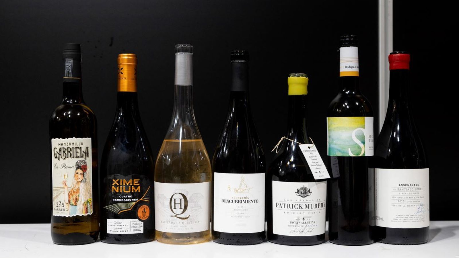 Los siete vinos presentados en la cata.