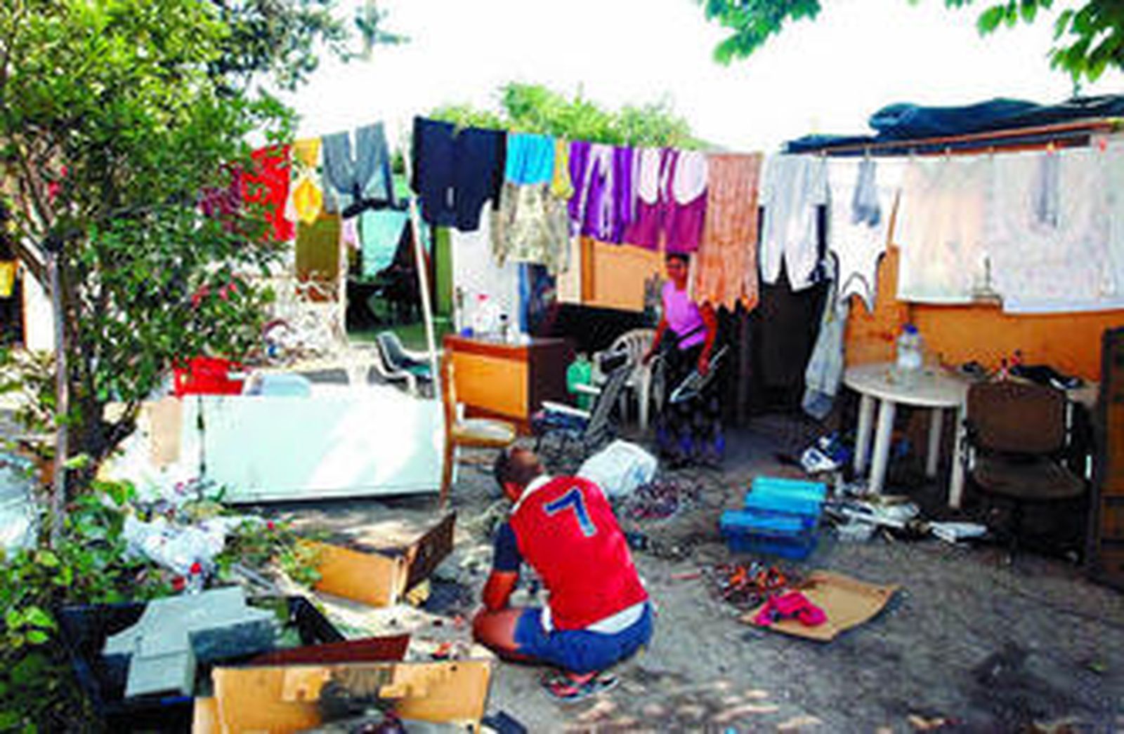 Un campamento de infraviviendas levantado en la pedanía de Patiño, en Murcia.