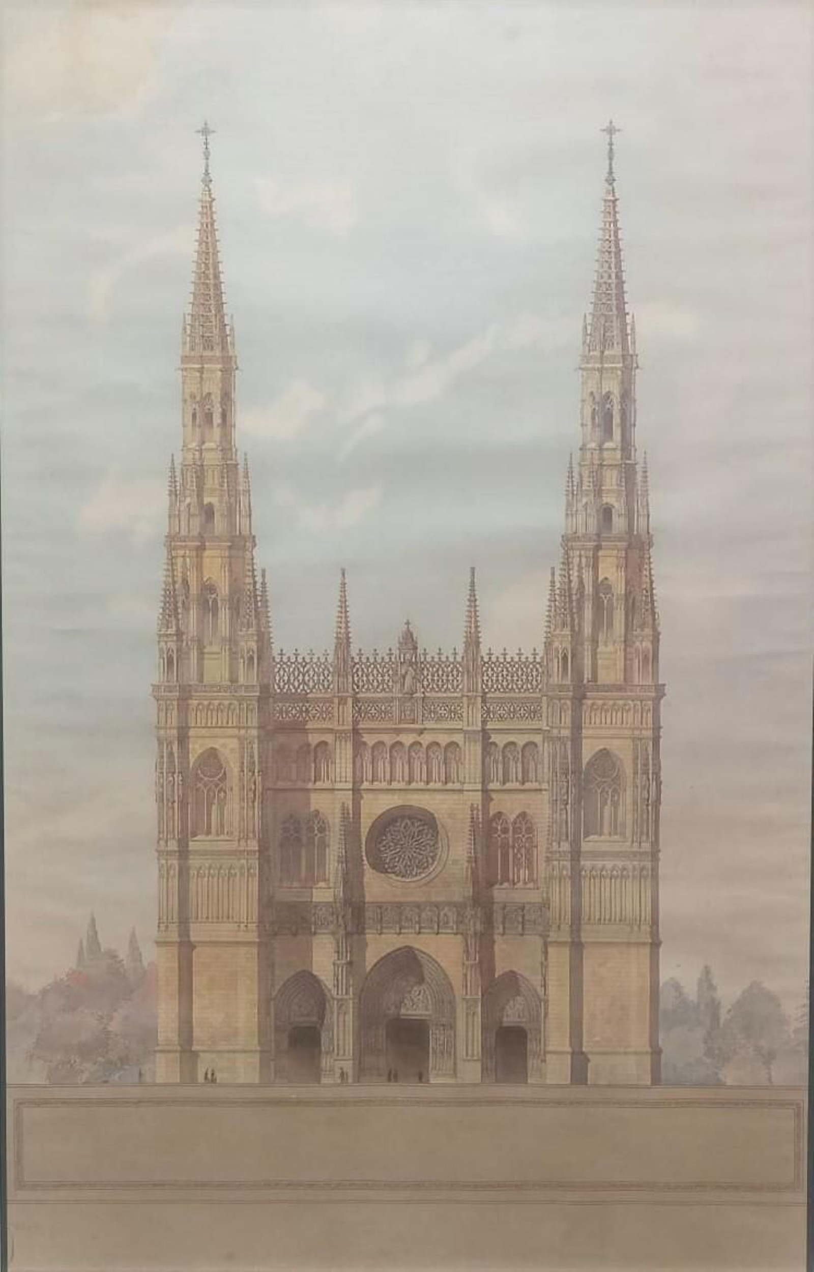 Acuarela de la inacabada Basílica de la Milagrosa.