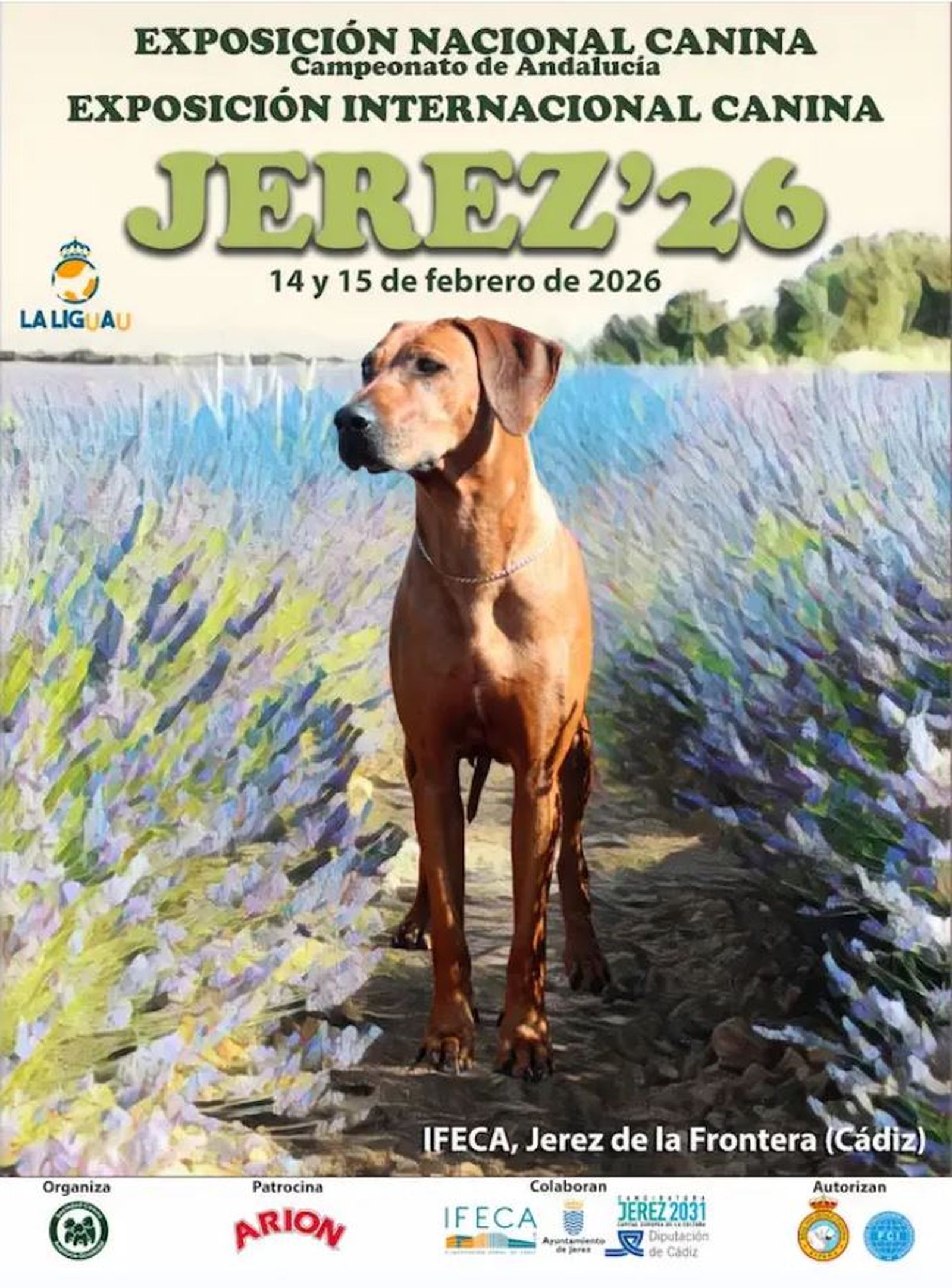 Detale del cartel de las exposiciones caninas en Ifeca.