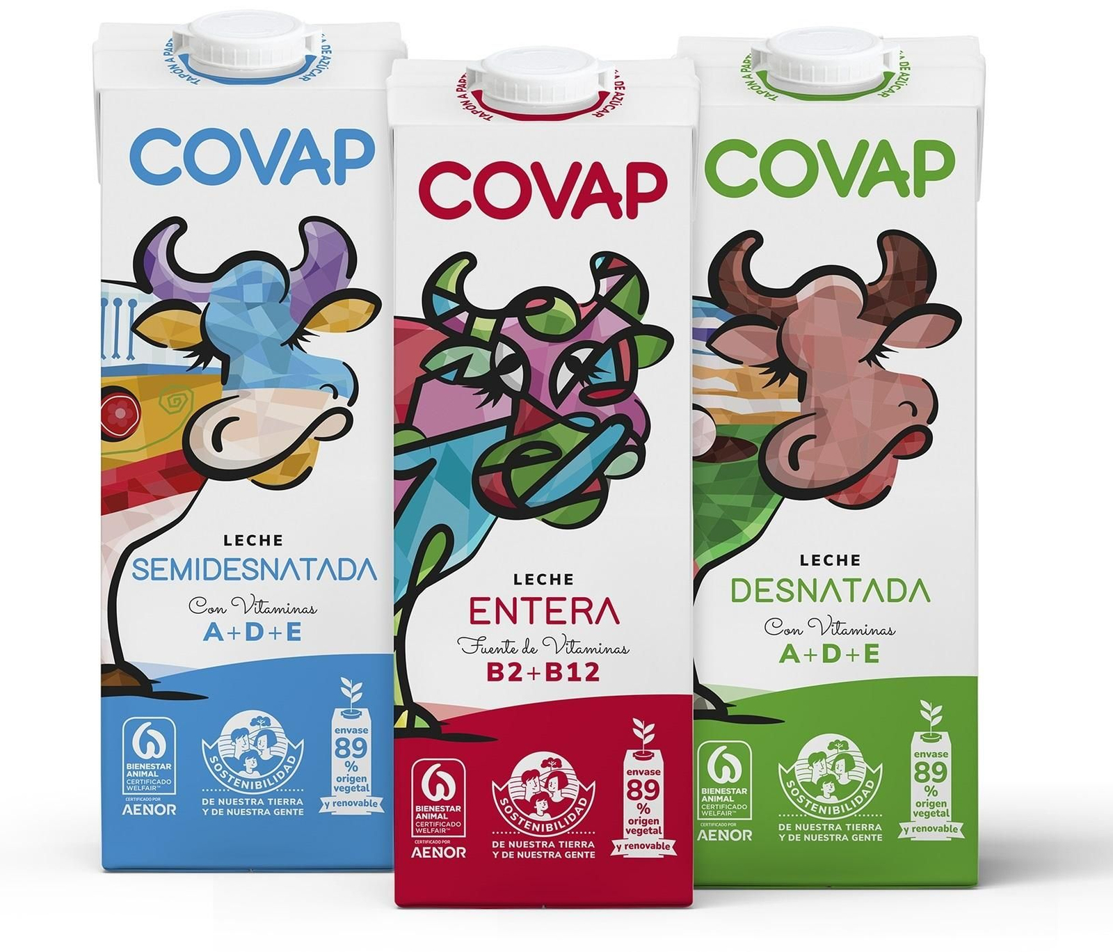 Los nuevos envases lácteos de Covap. Los nuevos envases lácteos de Covap.