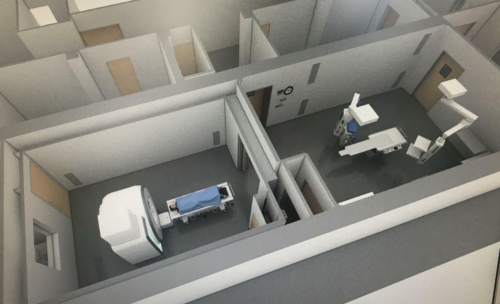Infografía de la resonancia del Materno y del quirófano contiguo.