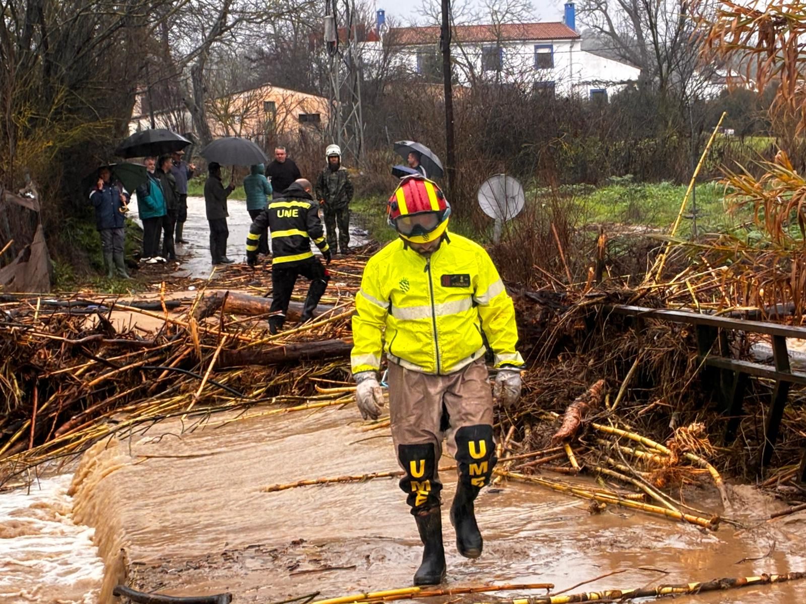 La UME ya trabaja en la Serranía de Ronda para despejar caminos