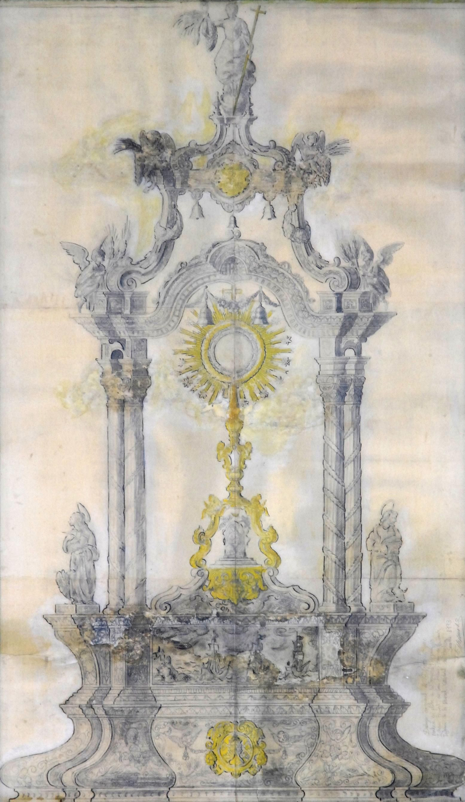 Diseño de la Custodia en un boceto de Fernando Marmolejo. Diseño de la Custodia en un boceto de Fernando Marmolejo.