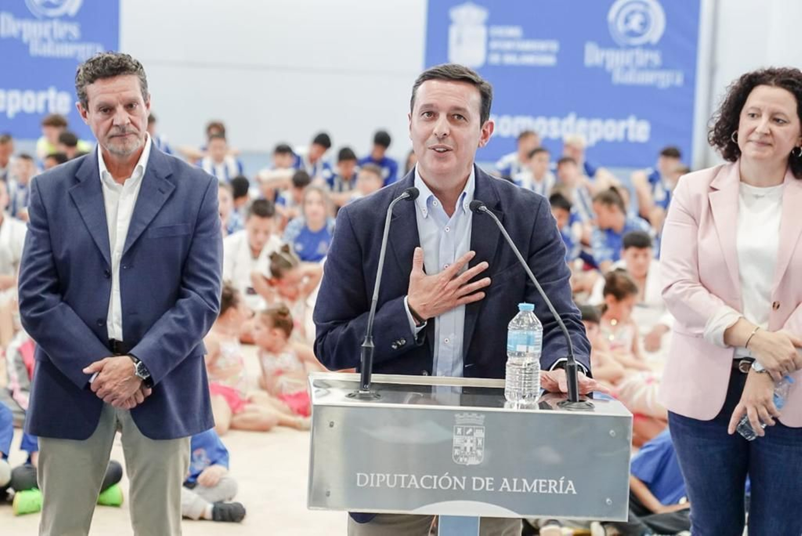 García durante su discurso de agradecimiento en el pabellón que lleva su nombre.