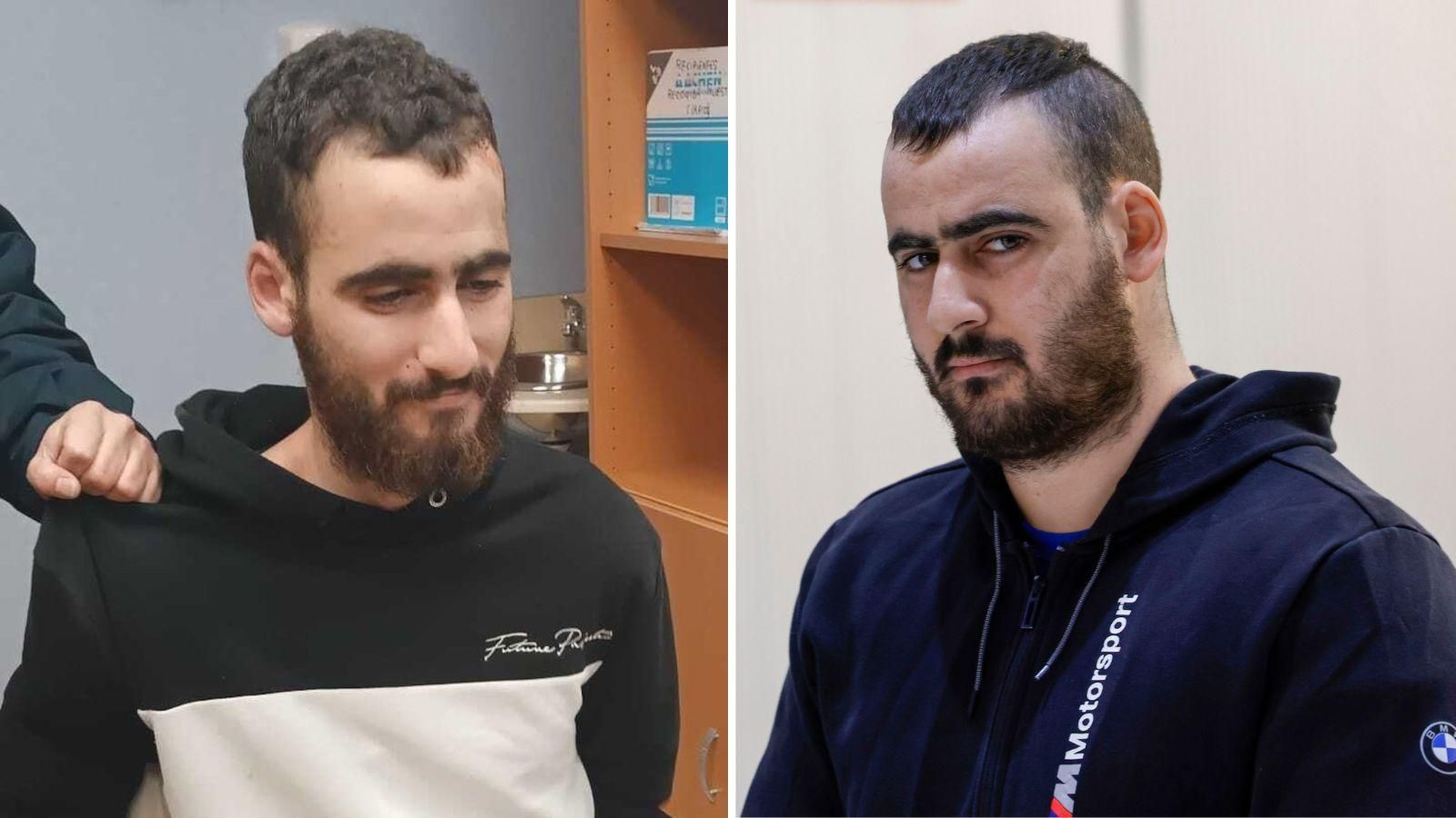 Yassine Kanjaa en el momento de su detención (enero de 2023) y este lunes ante la Audiencia Nacional.