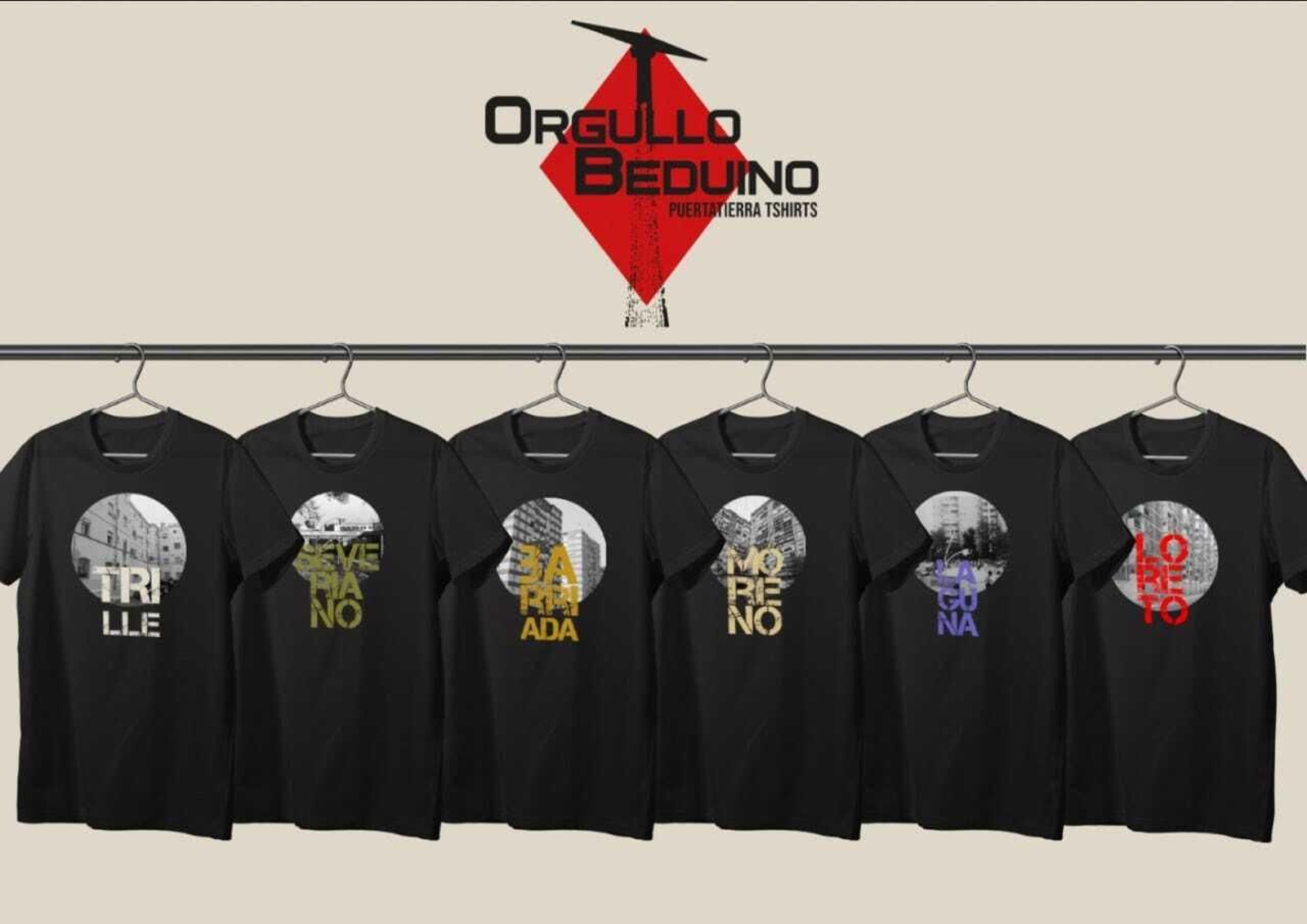 Logo de Orgullo Beduino y las camisetas de los barrios de Extramuros