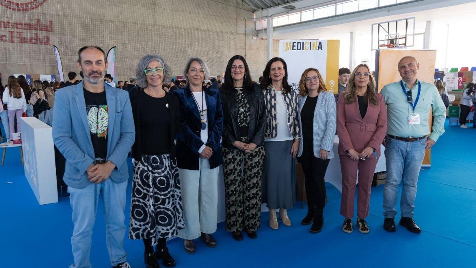 Representantes de la Universidad de Huelva en el comienzo de las Jornadas de Puertas Abiertas este martes