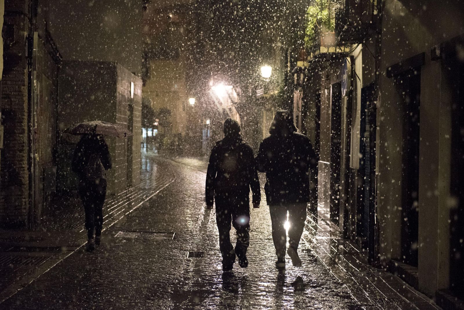 El domingo por la noche también llegó la nieve a Granada