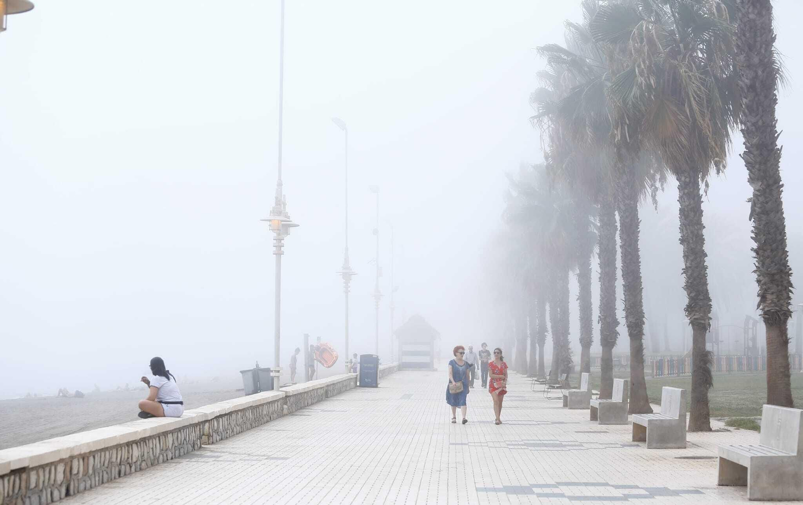 Fotos del taró que sume a Málaga bajo una densa niebla este lunes