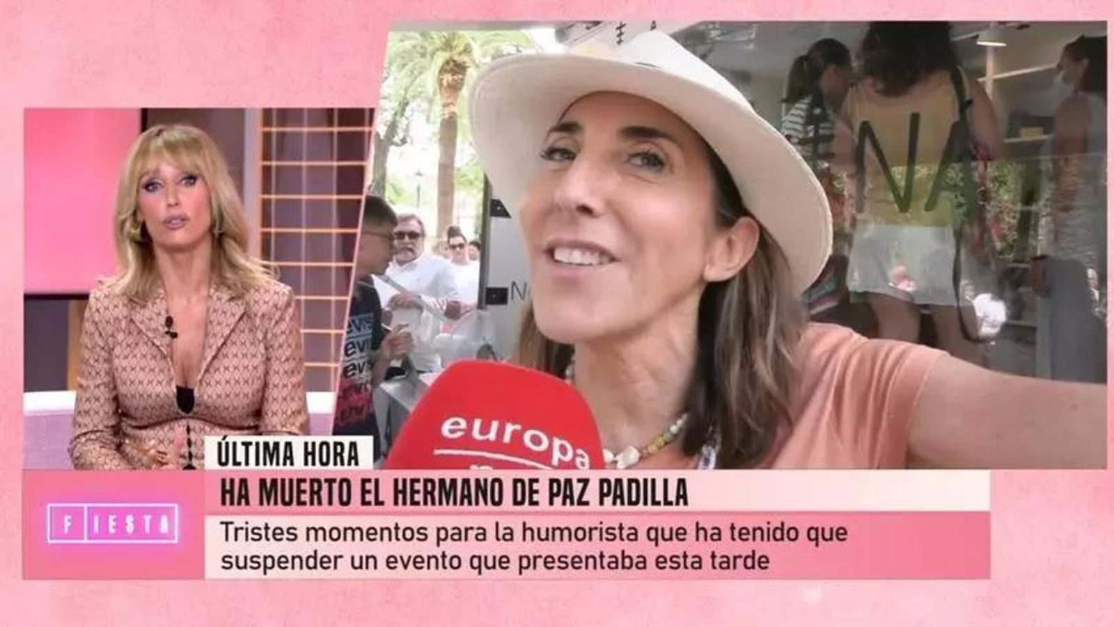 El programa Fiesta dando la noticia de la muerte del hermano de Paz Padilla.