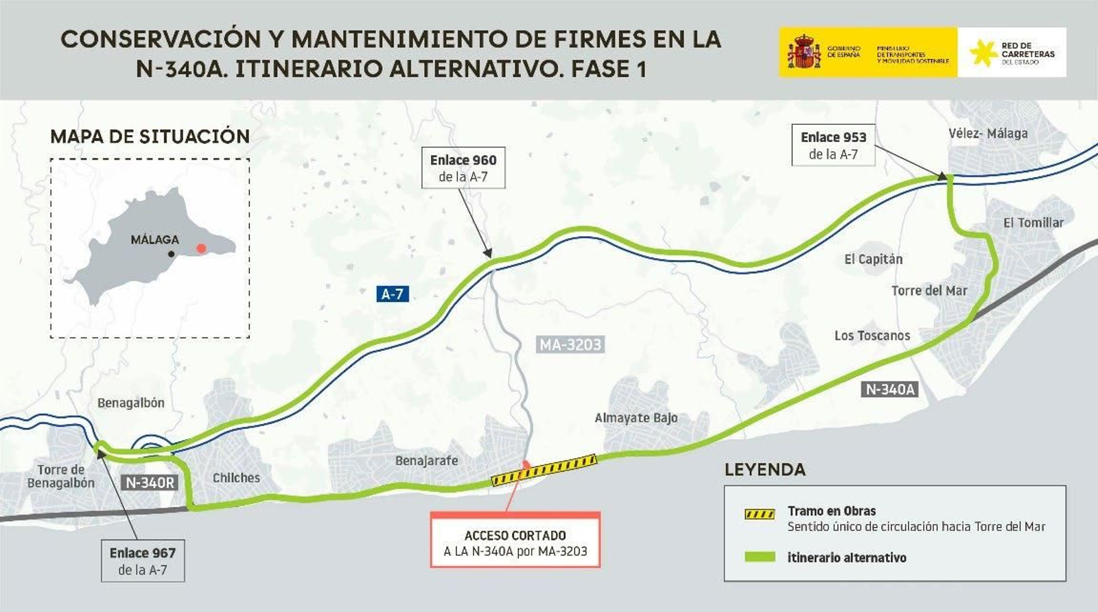 1º fase de las obras que tendrán lugar entre Torre del Mar y Benajarafe