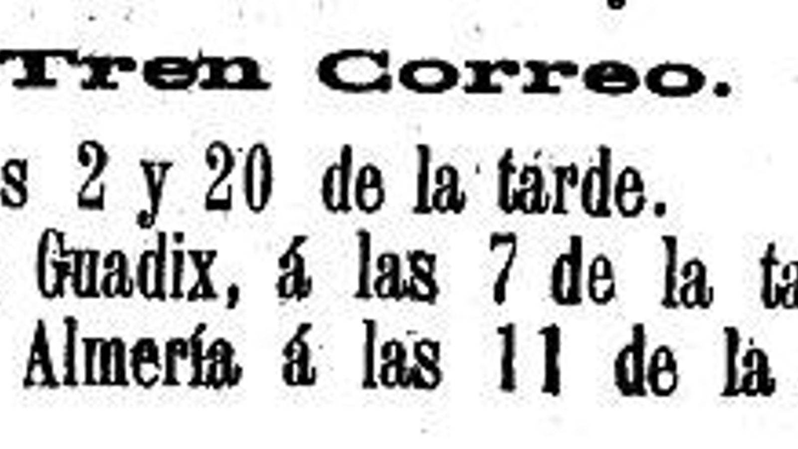 Horario expuesto en Correos con la salida de este tren