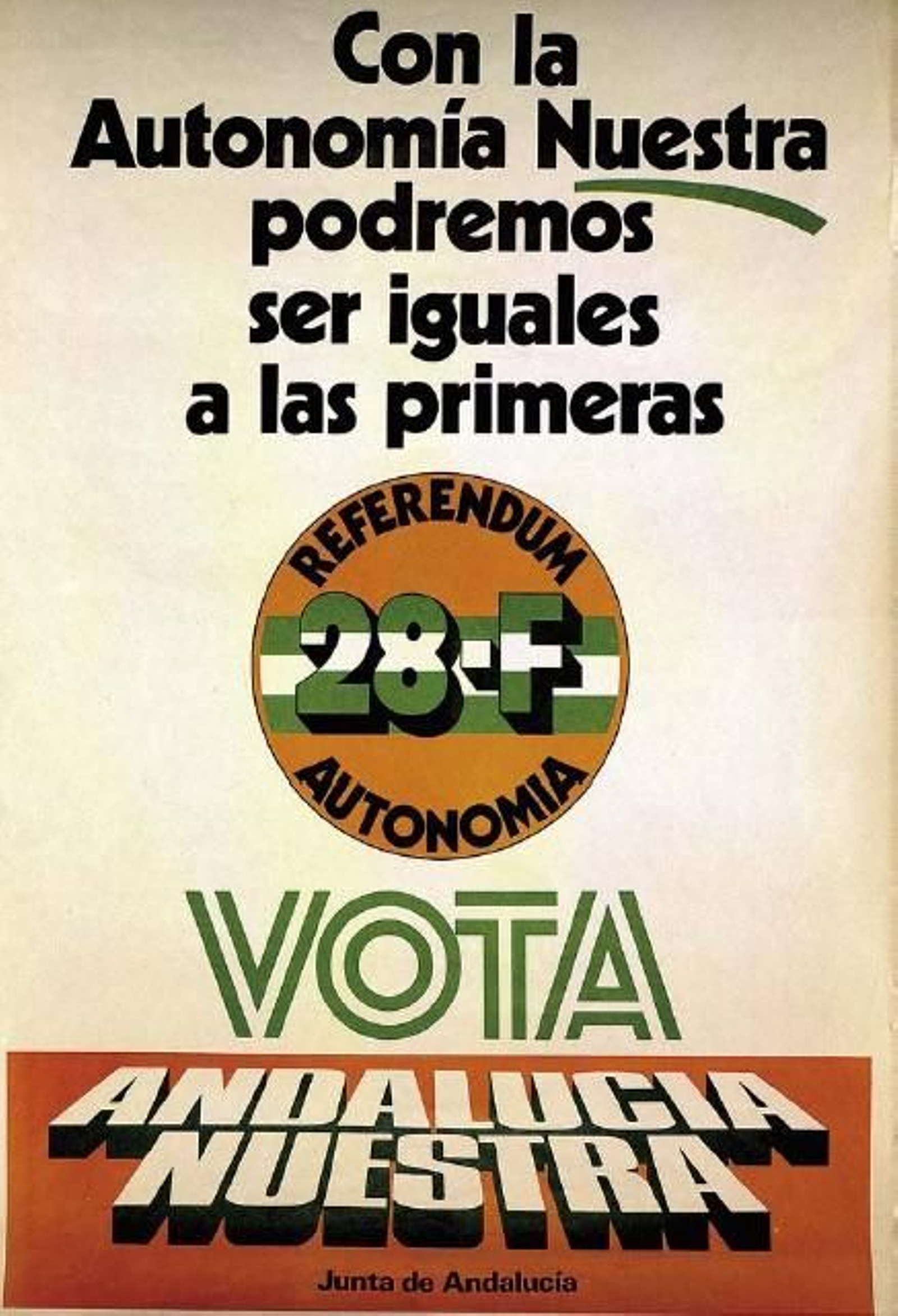 Uno de los carteles animando al voto durante la campaña para el Referéndum de Autonomía, celebrado el 28 de febrero de 1980.