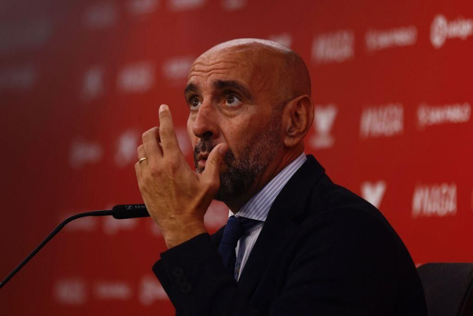 Monchi, en su rueda de prensa de hoy.
