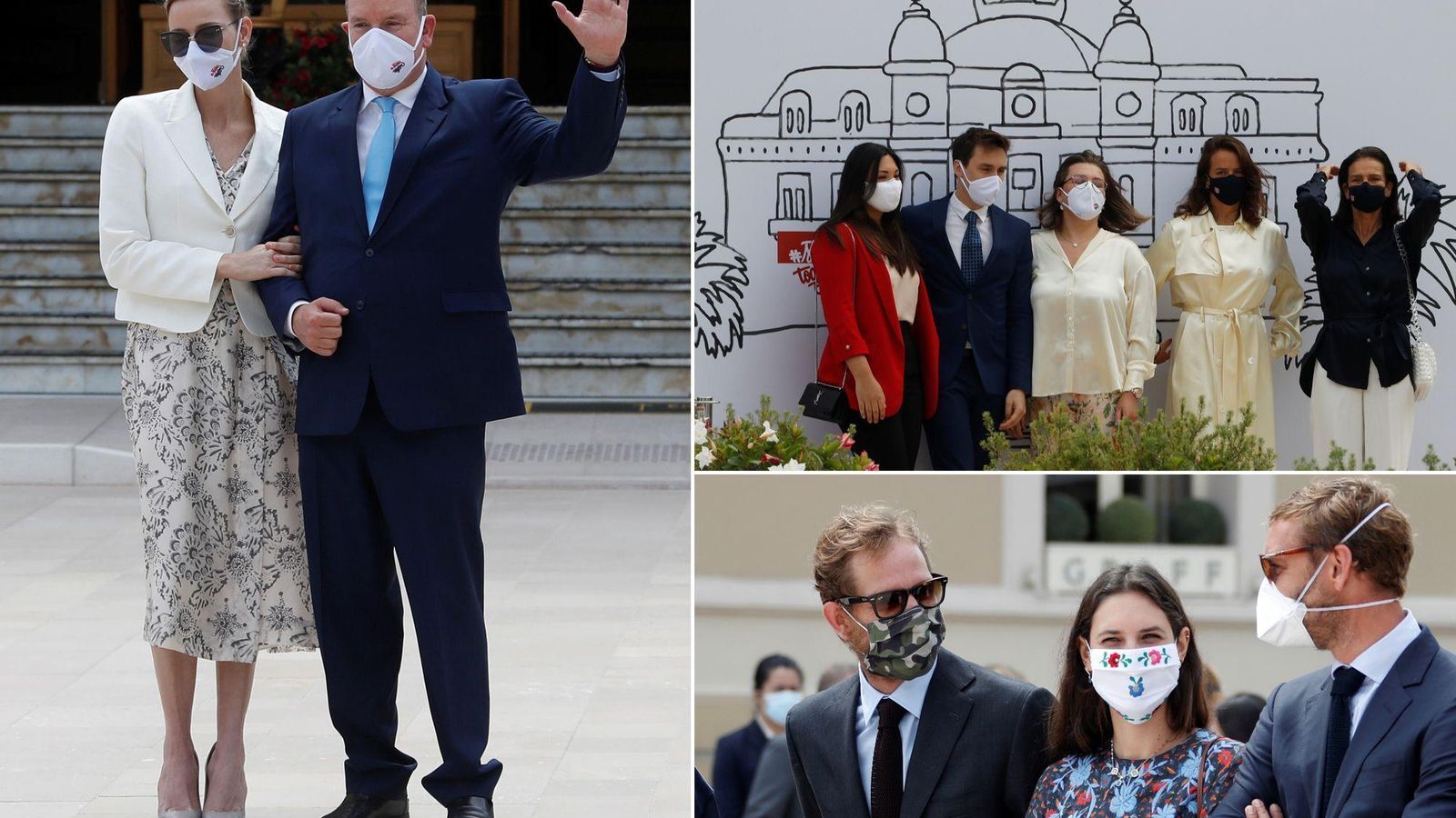 De i. a dcha. Andrea Casiraghi, su esposa Tatiana y Pierre Casiraghi.