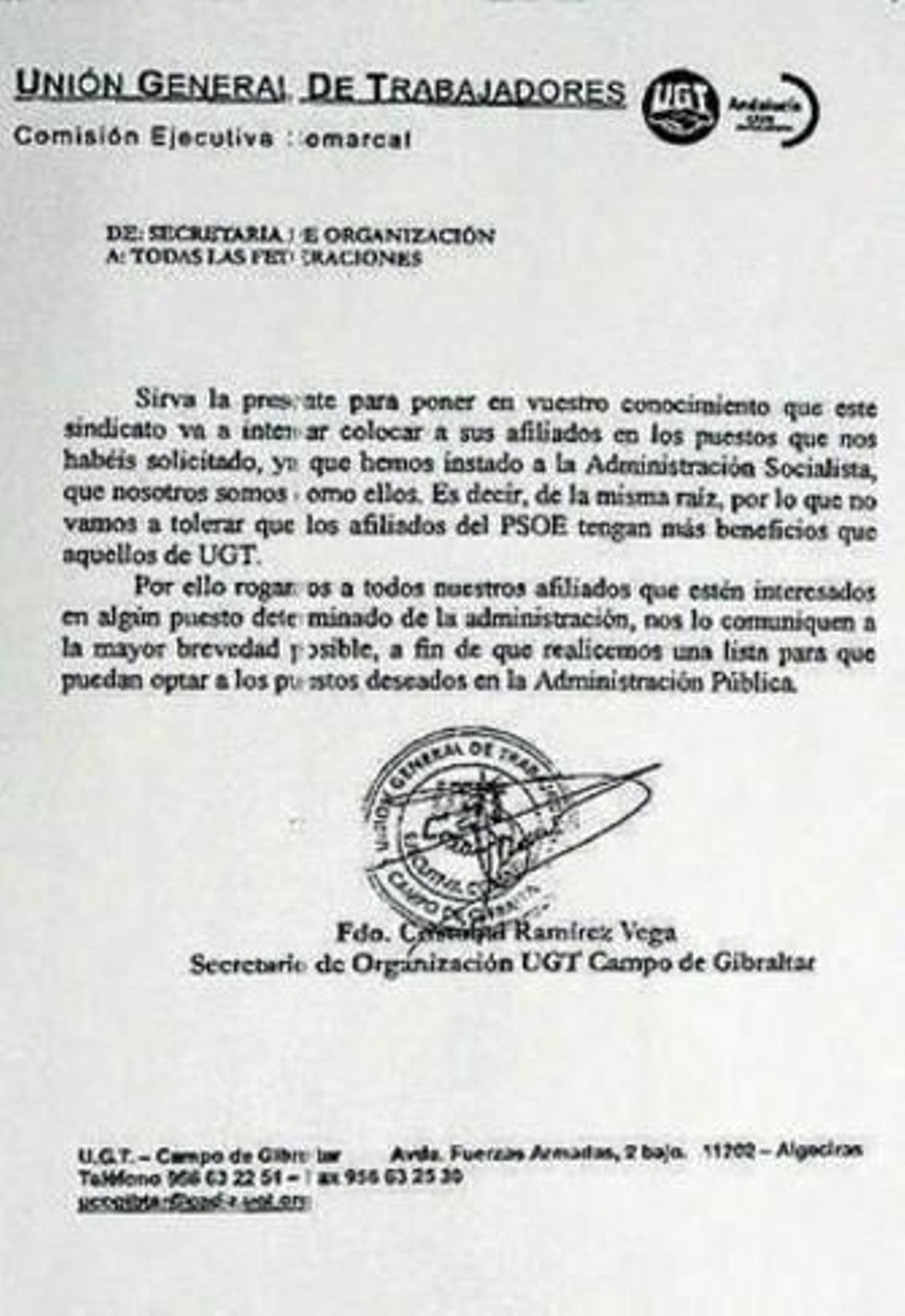 Reproducción de la circular. Reproducción de la circular.