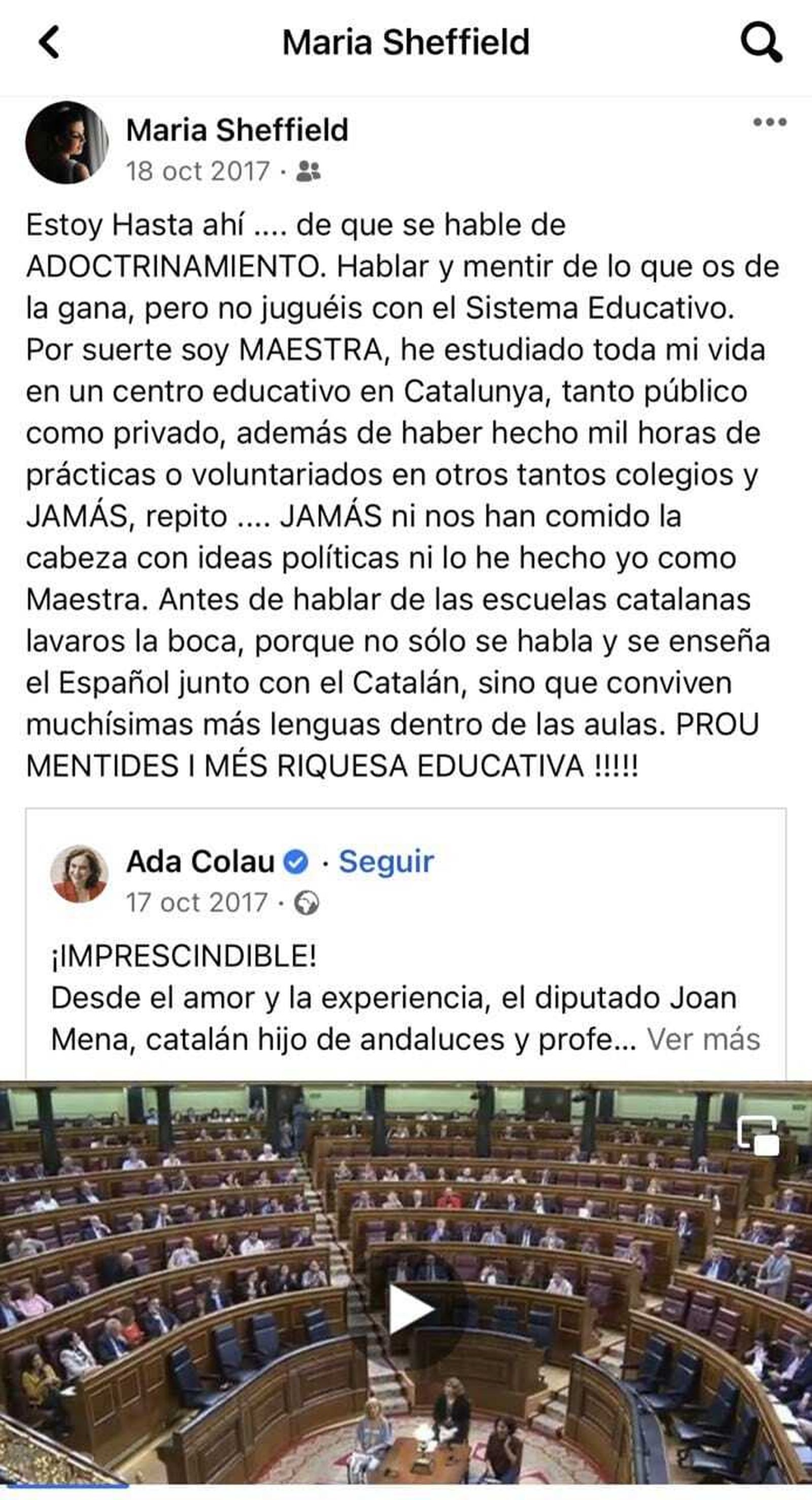 Uno de los mensajes escritos por María Salazar en 2017.