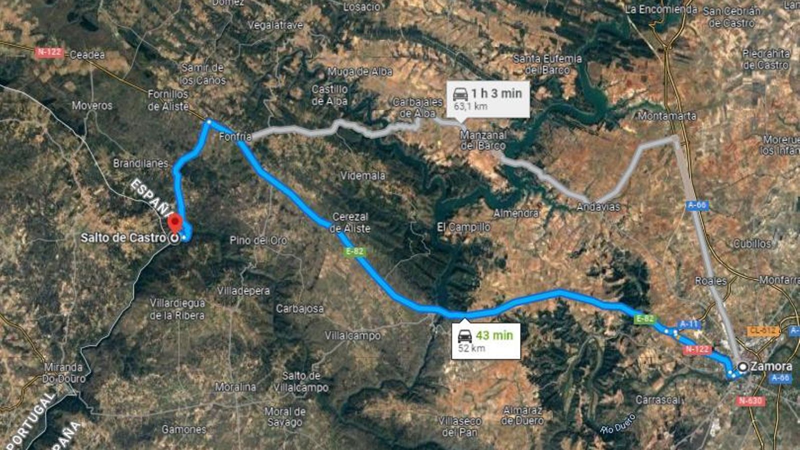 Las opciones para ir de Zamora a Salto de Castro
