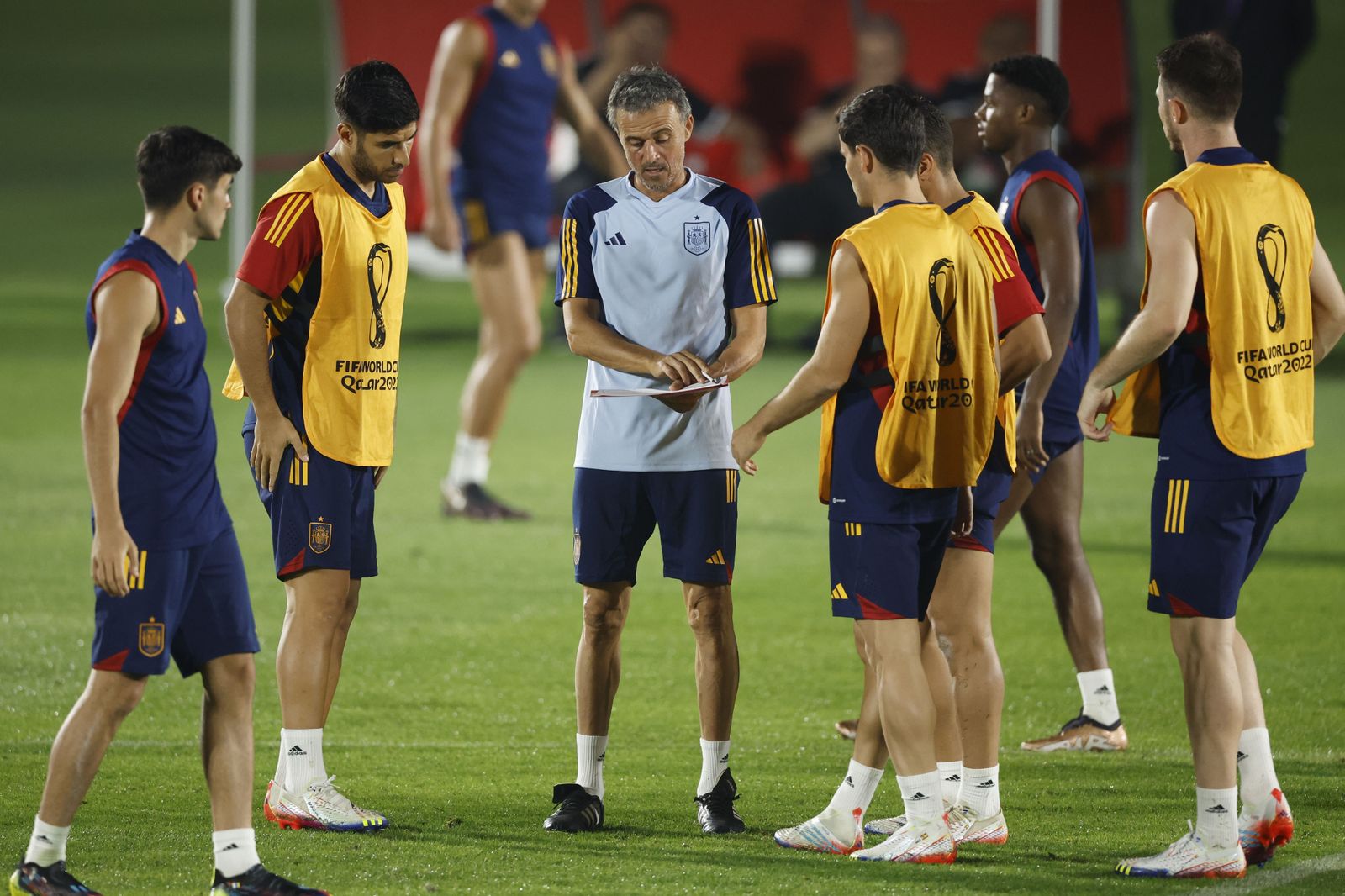 La selección española en uno de sus entrenamientos en Qatar