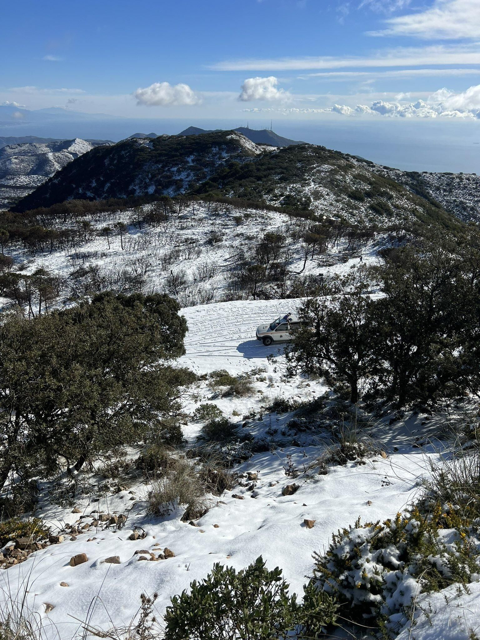 Nieve en la Sierra de Mijas este miércoles.