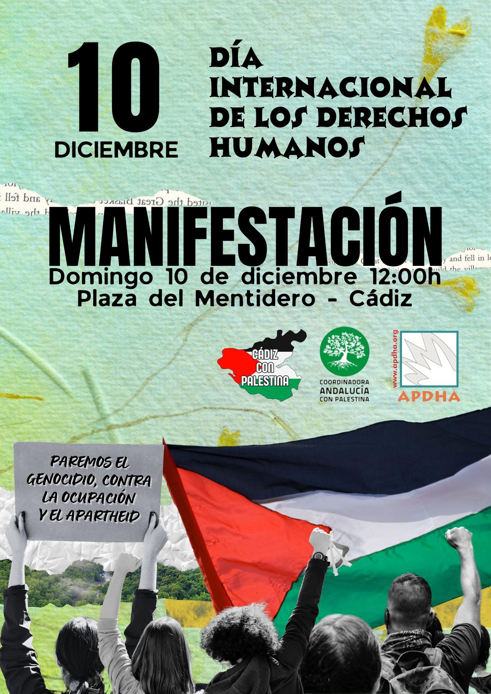 Cartel de la manifestación en Cádiz por el Día de los Derechos Humanos.