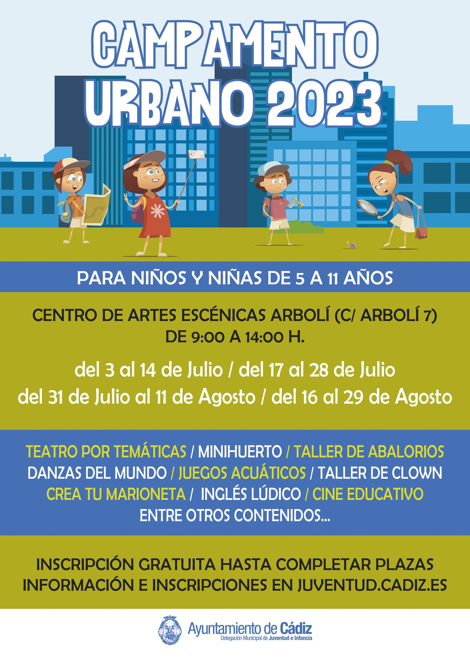El cartel del Campamento Urbano de Arbolí.