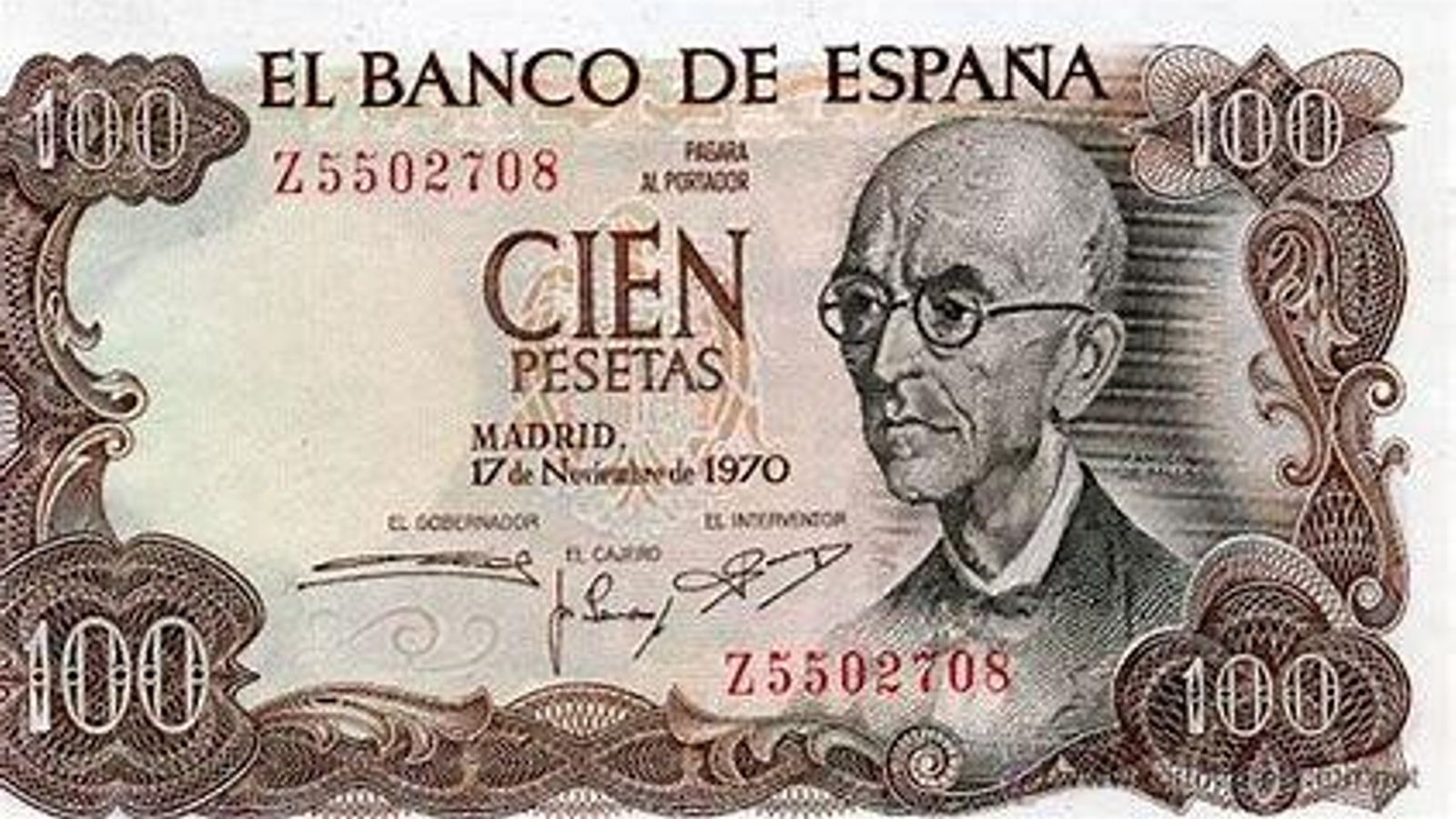 Billete con la imagen de Manuel de Falla Billete con la imagen de Manuel de Falla