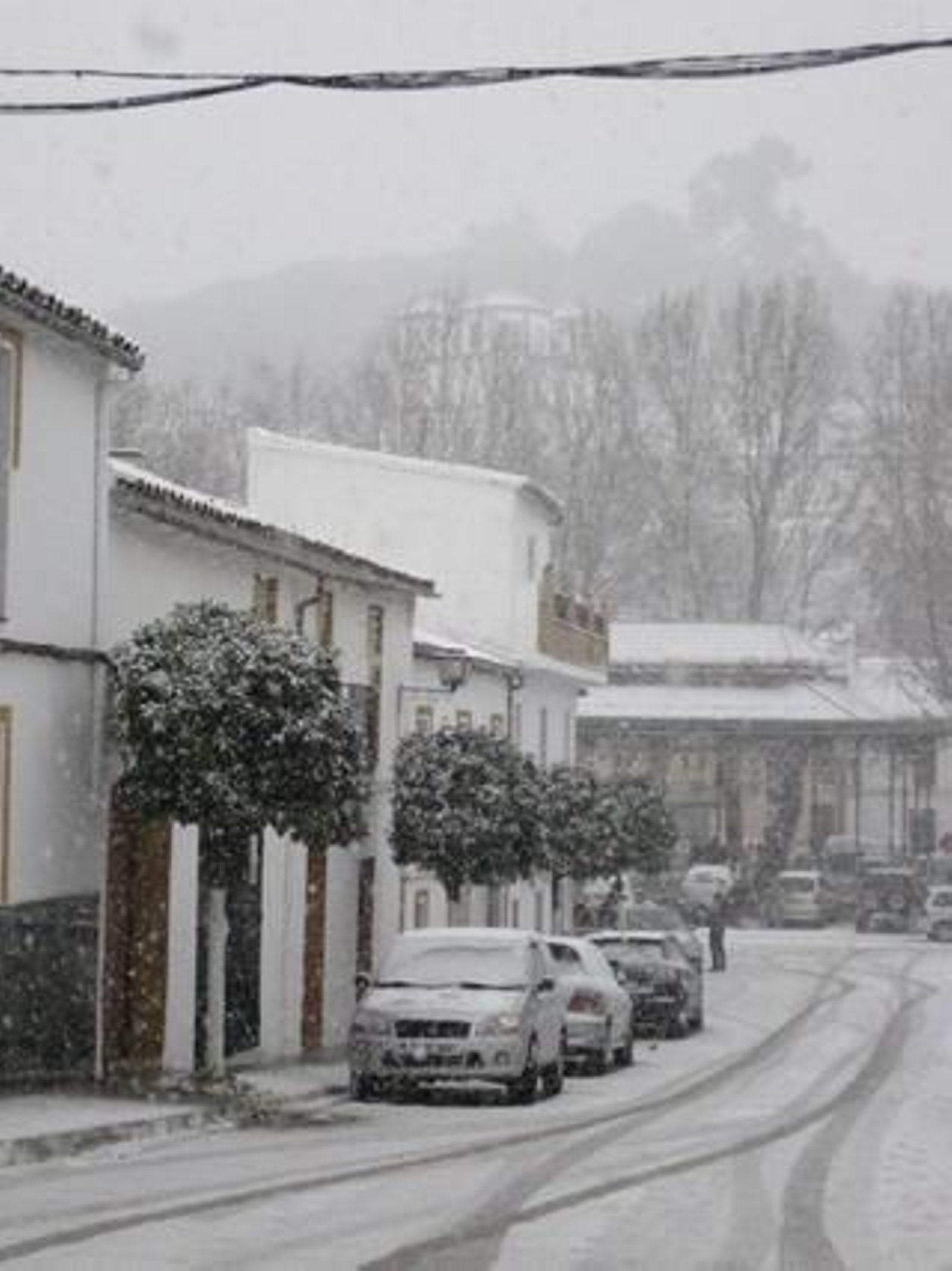 Una calle totalmente cubierta de blanco.

Foto: C. Valdivieso