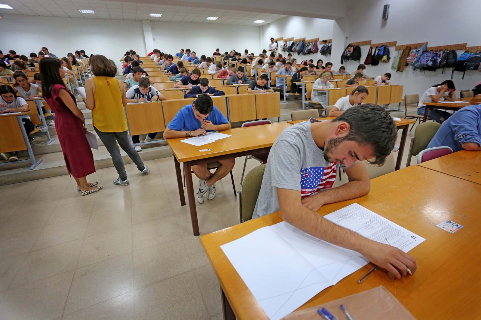Una de las aulas del campus de Jerez, el pasado año durante las pruebas de acceso a la Universidad.