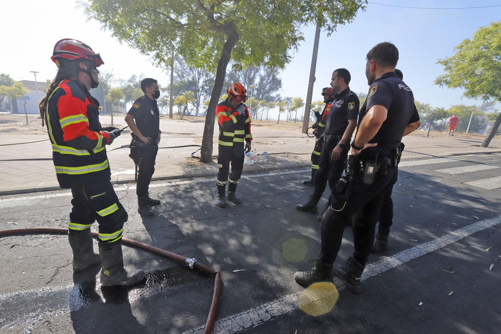 Imágenes del espectacular incendio en las laderas del Conquero