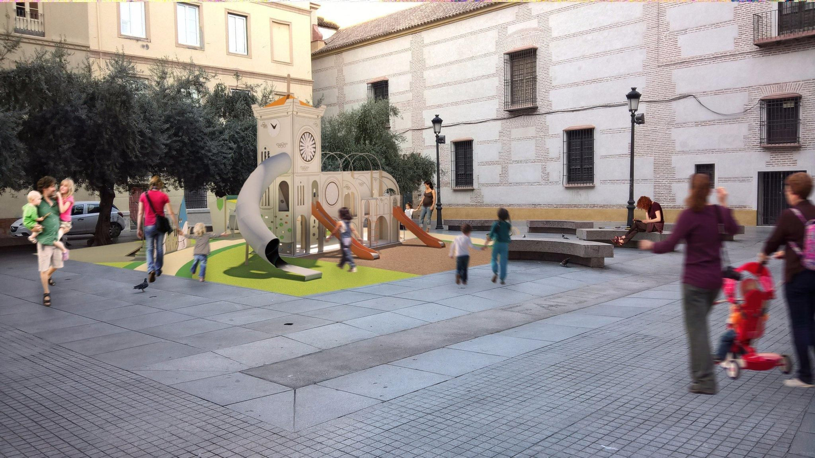 Diseño del parque infantil previsto en la Plaza de las Cofradías.