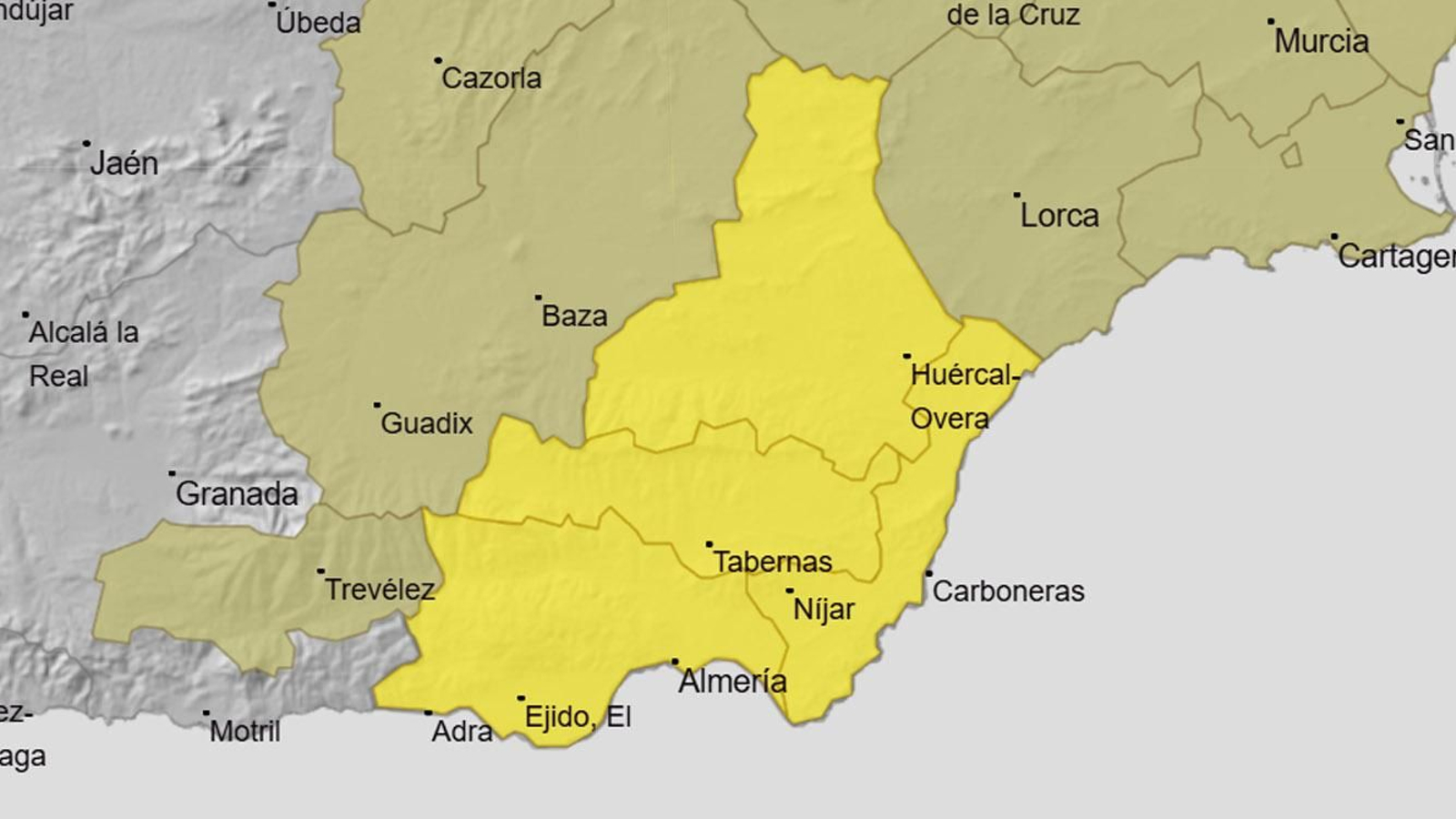 Almería está en alerta amarilla este jueves 9 de octubre.