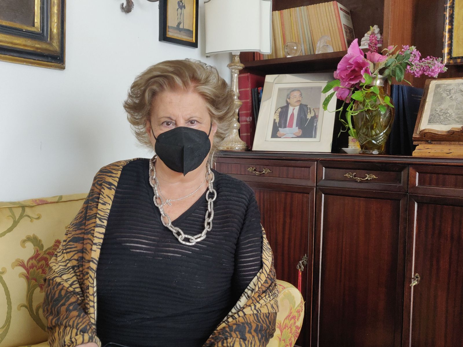 La hermana del juez Giovanni Falcone, María, durante una entrevista concedida este viernes a Efe en Palermo, Italia.