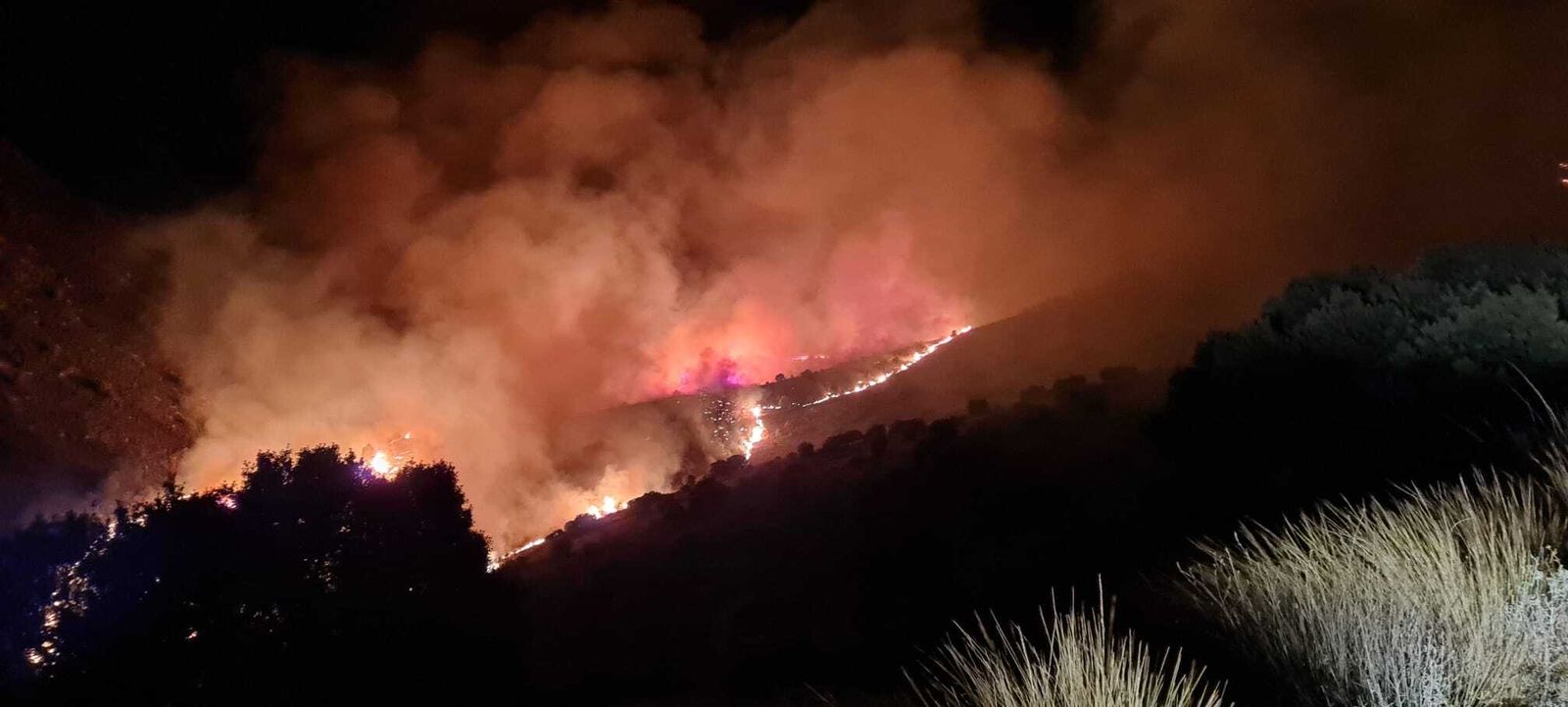 Así ha sido la lucha nocturna contra las llamas en el incendio forestal de la Sierra de Arana