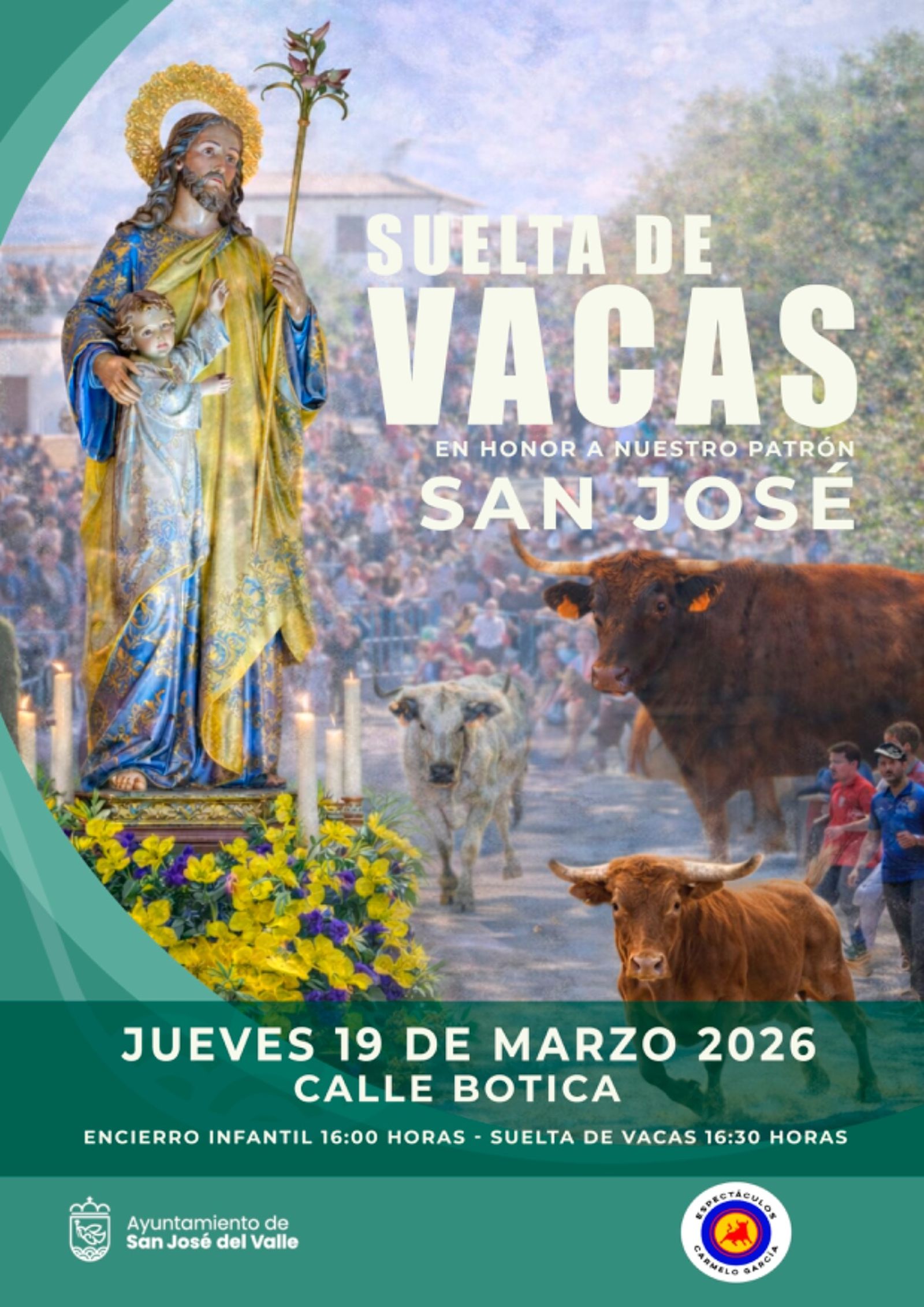 Suelta de Vacas y encierro Infantil 2026, en San José del Valle en honor a su patrón.